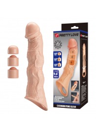 Телесный фаллоудлинитель с 3 вставками - 28 см. - Baile - в Уссурийске купить с доставкой