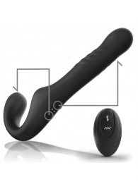 Черный безремневой страпон с вибрацией и возвратно-поступательными движениями - 24 см. - Ibiza - купить с доставкой в Уссурийске