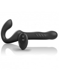 Черный безремневой страпон с вибрацией и возвратно-поступательными движениями - 24 см. - Ibiza - купить с доставкой в Уссурийске