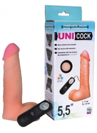 Фаллическая насадка Харнесс UNICOCK 5,5  с вибрацией - 17 см. - LOVETOY (А-Полимер) - купить с доставкой в Уссурийске