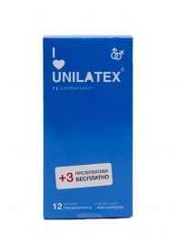 Классические презервативы Unilatex Natural Plain - 12 шт. + 3 шт. в подарок - Unilatex - купить с доставкой в Уссурийске