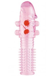 Гелевая розовая насадка с шариками и шипами - 14 см. - ToyFa - в Уссурийске купить с доставкой