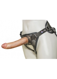 Насадка-фаллоимитатор на кожаных трусиках Harness Ultra Realistic 7  - 18 см. - LOVETOY (А-Полимер) - купить с доставкой в Уссурийске