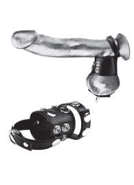 Утяжка на пенис и мошонку Cock Ring With 1.5  Ball Stretcher And Optional Weight Ring - BlueLine - купить с доставкой в Уссурийске