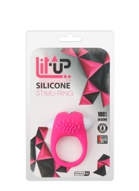 Розовое эрекционное кольцо с щеточкой LIT-UP SILICONE STIMU RING 5 - Dream Toys - в Уссурийске купить с доставкой