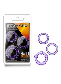 Набор из 3 фиолетовых эрекционных колец Stay Hard Beaded Cockrings - Blush Novelties - в Уссурийске купить с доставкой