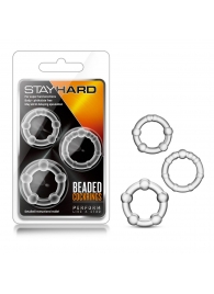 Набор из 3 прозрачных эрекционных колец Stay Hard Beaded Cockrings - Blush Novelties - в Уссурийске купить с доставкой