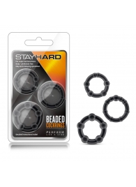 Набор из 3 чёрных эрекционных колец Stay Hard Beaded Cockrings - Blush Novelties - в Уссурийске купить с доставкой