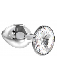 Малая серебристая анальная пробка Diamond Clear Sparkle Small с прозрачным кристаллом - 7 см. - Lola Games - купить с доставкой в Уссурийске