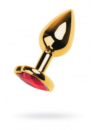 Золотистая анальная пробка с кристаллом-сердцем - 7,5 см. - ToyFa - купить с доставкой в Уссурийске