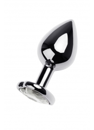 Серебристая анальная пробка с прозрачным кристаллом-сердцем - 8 см. - ToyFa - купить с доставкой в Уссурийске