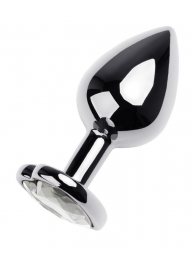 Серебристая анальная пробка с прозрачным кристаллом-сердцем - 8 см. - ToyFa - купить с доставкой в Уссурийске