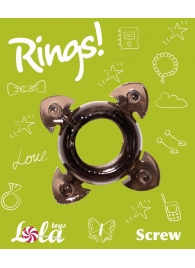 Чёрное эрекционное кольцо Rings Screw - Lola Games - в Уссурийске купить с доставкой