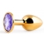 Золотистая анальная пробка с фиолетовым стразом - 7,2 см. - Anal Jewelry Plug - купить с доставкой в Уссурийске