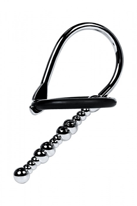 Серебристый уретральный плаг-бусины TOYFA Metal с мягким фиксириющим кольцом - ToyFa - купить с доставкой в Уссурийске