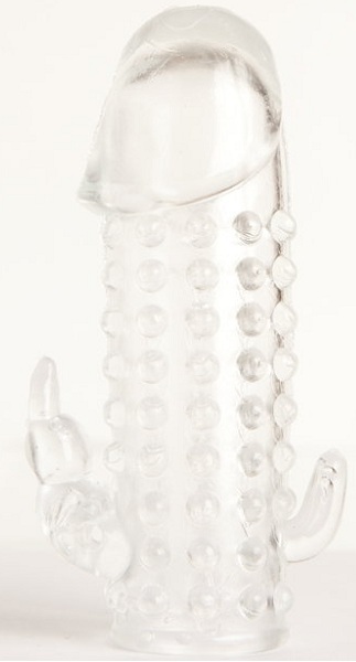 Гелевая прозрачная насадка с 2 отростками - 13 см. - Toyfa Basic - в Уссурийске купить с доставкой