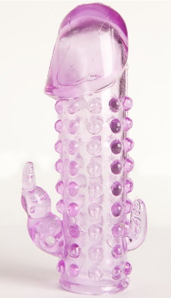 Закрытая фиолетовая насадка с 2 отростками - 13 см. - Toyfa Basic - в Уссурийске купить с доставкой