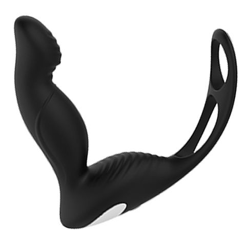 Черный вибромассажер простаты P-PLEASER W ERECTION ENHANCE - Dream Toys - в Уссурийске купить с доставкой