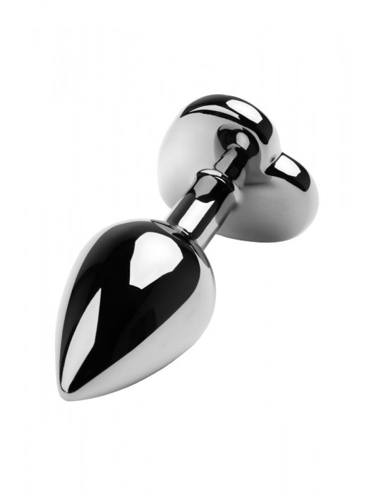 Серебристая коническая анальная пробка с красным кристаллом-сердечком - 7 см. - ToyFa - купить с доставкой в Уссурийске