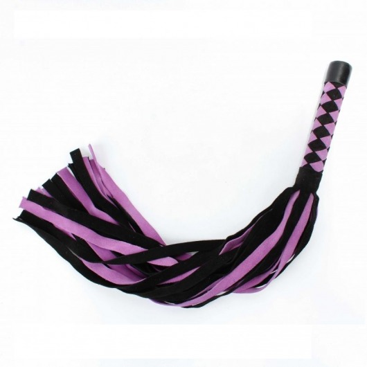 Черно-розовая плеть из замши - 58 см. - БДСМ Арсенал - купить с доставкой в Уссурийске