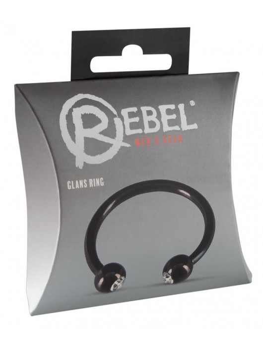 Черное металлическое кольцо под головку со стразами Glans Ring - Orion - купить с доставкой в Уссурийске