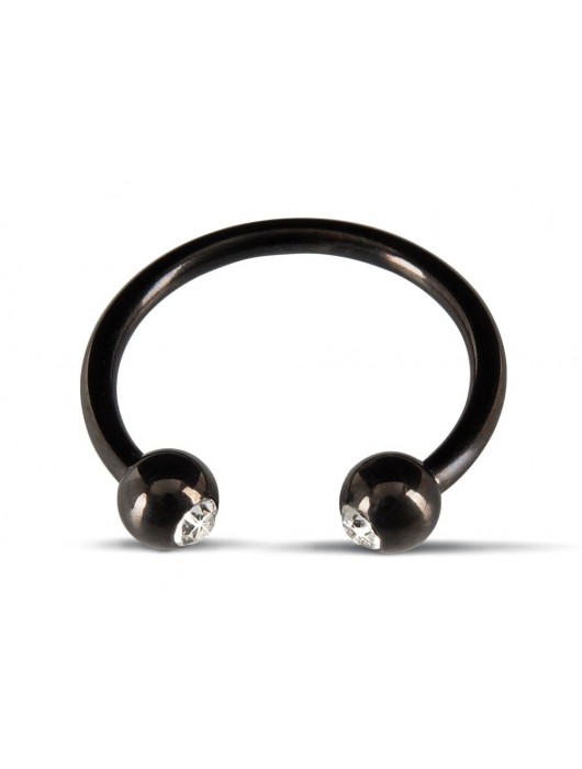 Черное металлическое кольцо под головку со стразами Glans Ring - Orion - купить с доставкой в Уссурийске