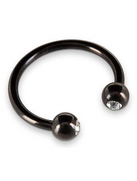 Черное металлическое кольцо под головку со стразами Glans Ring - Orion - купить с доставкой в Уссурийске