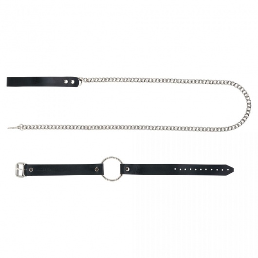 Черный поводок и чокер с кольцом Rada - Rebelts - купить с доставкой в Уссурийске