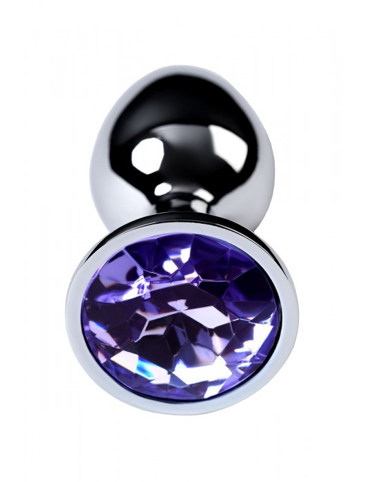 Серебристая конусовидная анальная пробка с фиолетовым кристаллом - 7 см. - ToyFa - купить с доставкой в Уссурийске
