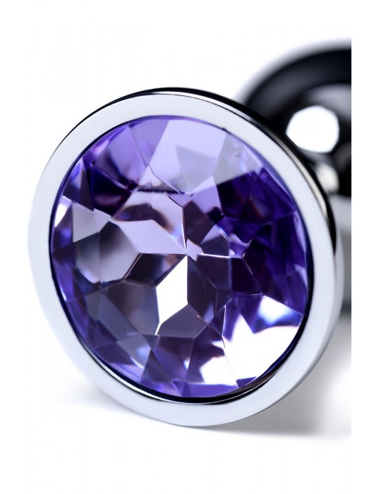 Серебристая конусовидная анальная пробка с фиолетовым кристаллом - 7 см. - ToyFa - купить с доставкой в Уссурийске
