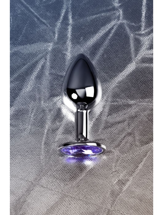 Серебристая конусовидная анальная пробка с фиолетовым кристаллом - 7 см. - ToyFa - купить с доставкой в Уссурийске