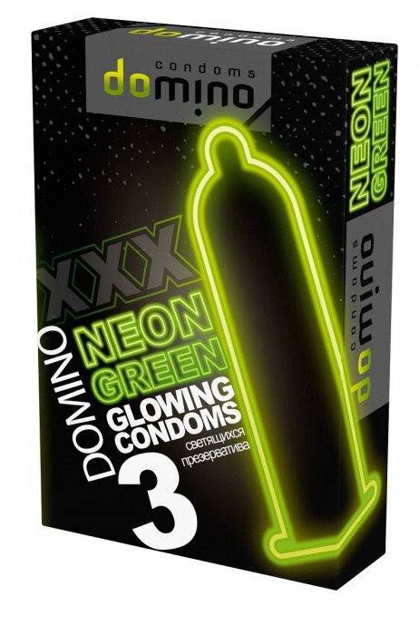 Презервативы DOMINO Neon Green со светящимся в темноте кончиком - 3 шт. - Domino - купить с доставкой в Уссурийске