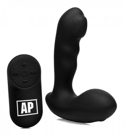 Черный стимулятор простаты Alpha-Pro 7X P-Milker Silicone Prostate Stimulator with Milking Bead - XR Brands - в Уссурийске купить с доставкой