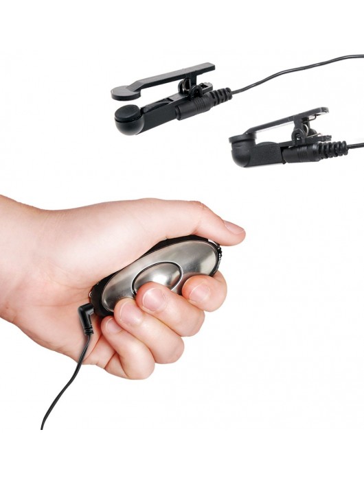 Черные электрические зажимы для сосков Shock Therapy Nipple Clamps - Pipedream - купить с доставкой в Уссурийске