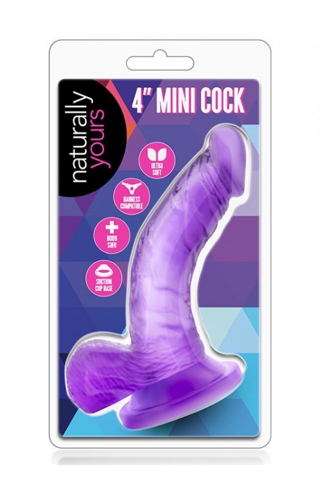 Фиолетовый фаллоимитатор на присоске NATURALLY YOURS 4INCH MINI - 12 см. - Blush Novelties