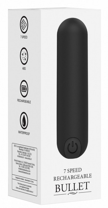 Черная перезаряжаемая вибропуля 7 Speed Rechargeable Bullet - 7,7 см. - Shots Media BV