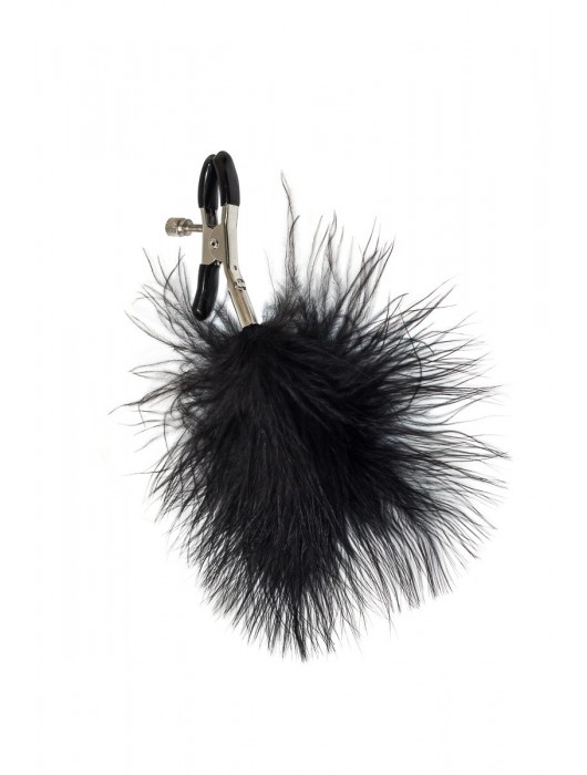 Зажимы на соски с черным пухом Euphoric - Lola Games - купить с доставкой в Уссурийске