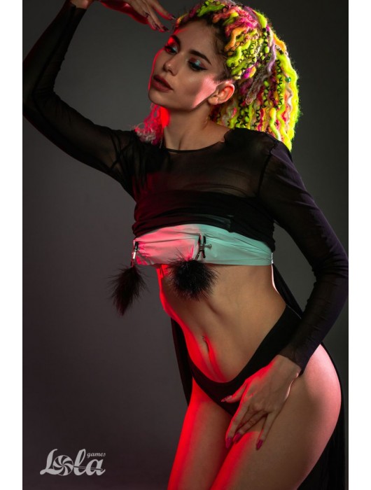 Зажимы на соски с черным пухом Euphoric - Lola Games - купить с доставкой в Уссурийске