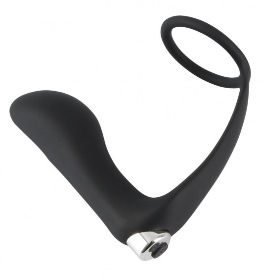 Черное эрекционное кольцо с анальной вибропробкой Vibrating Ring   Plug - Orion - в Уссурийске купить с доставкой
