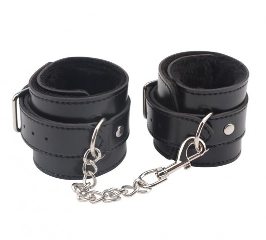 Черные оковы на ноги Obey Me Leather Ankle Cuffs - Chisa - купить с доставкой в Уссурийске