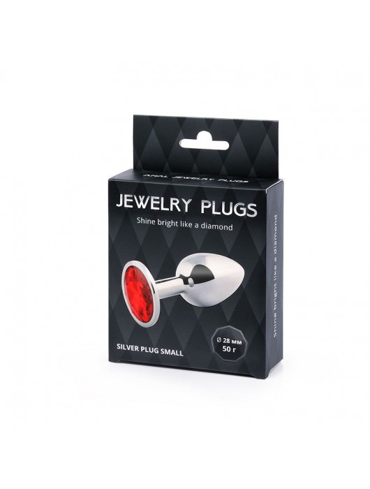 Серебристая анальная пробка с красным стразом - 7,2 см. - Anal Jewelry Plug - купить с доставкой в Уссурийске