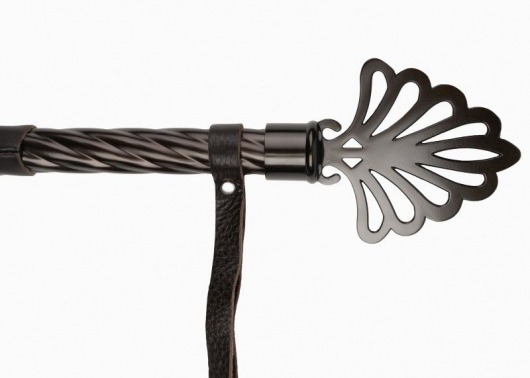 Коричневая плеть-флогер с витой ручкой в виде короны - 62 см. - Джага-Джага - купить с доставкой в Уссурийске