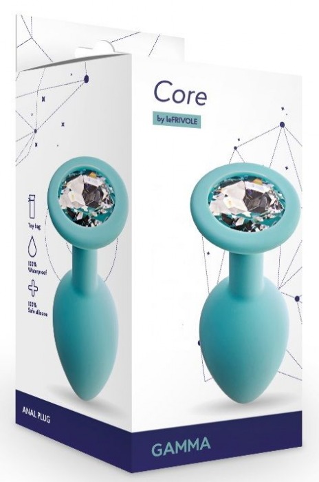 Аквамариновая анальная пробка с прозрачным кристаллом Gamma M - 8,1 см. - Le Frivole - купить с доставкой в Уссурийске