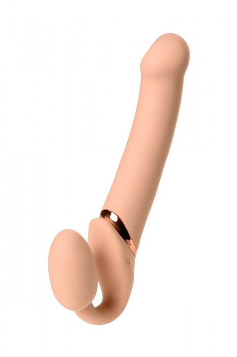 Телесный безремневой вибрострапон Vibrating Bendable Strap-On L - Strap-on-me - купить с доставкой в Уссурийске