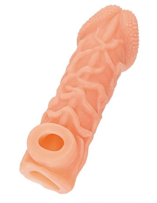 Телесная закрытая насадка с венками Cock Sleeve Size S - 13,8 см. - KOKOS - в Уссурийске купить с доставкой