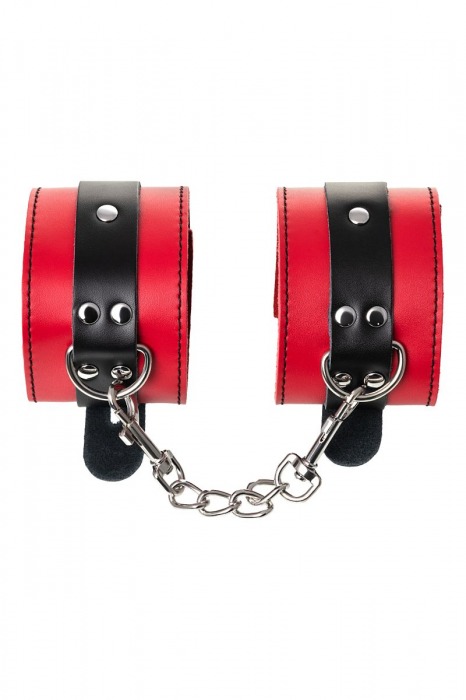 Красно-черные оковы на ноги из кожи - ToyFa - купить с доставкой в Уссурийске