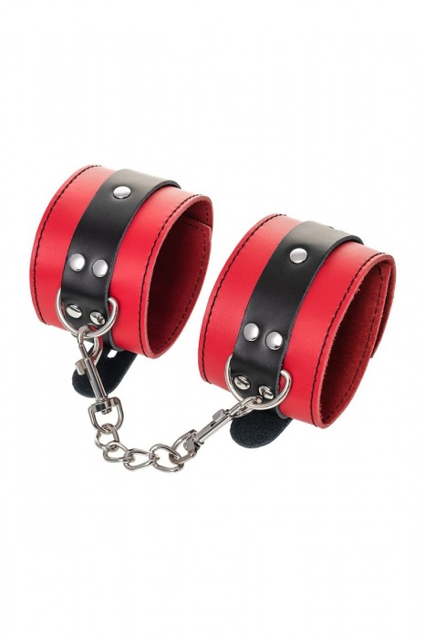 Красно-черные оковы на ноги из кожи - ToyFa - купить с доставкой в Уссурийске