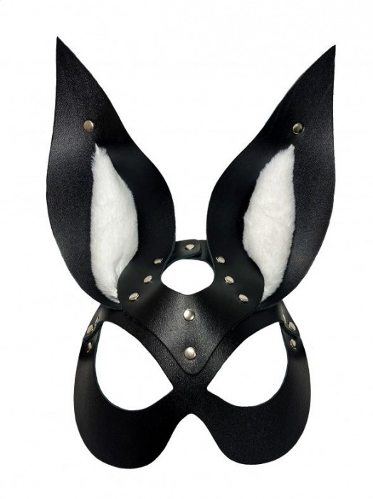Черная маска зайки с белым мехом на ушках Miss Bunny - БДСМ Арсенал - купить с доставкой в Уссурийске