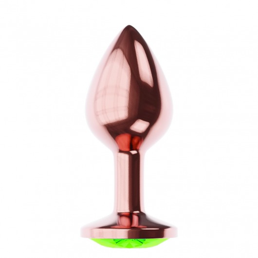 Пробка цвета розового золота с лаймовым кристаллом Diamond Emerald Shine S - 7,2 см. - Lola Games - купить с доставкой в Уссурийске