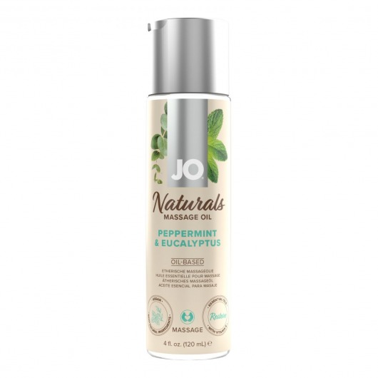 Массажное масло с ароматом перечной мяты и эвкалипта JO Naturals Peppermint   Eucalyptus - 120 мл. - System JO - купить с доставкой в Уссурийске